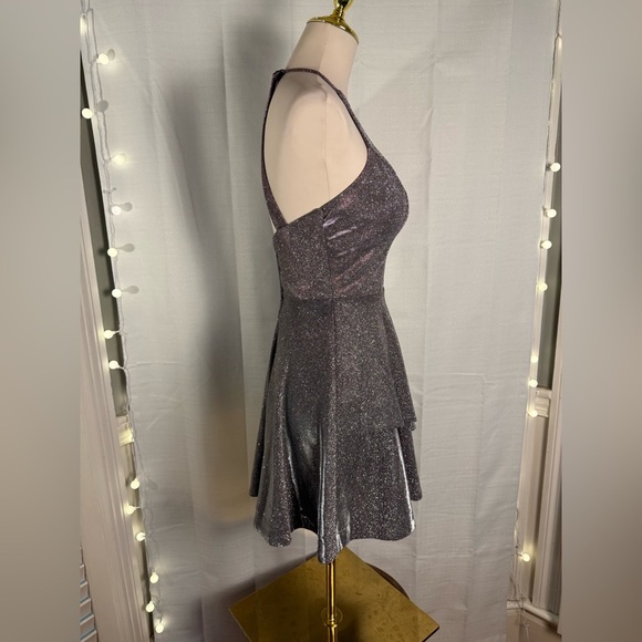 Xtraordinary Silver and Black Fit and Flare Mini Dress - Picture 2 of 12